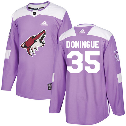 Adidas Coyotes #35 Louis Domingue Purple Authentic Fights Cancer Stitched NHL Jersey - Click Image to Close